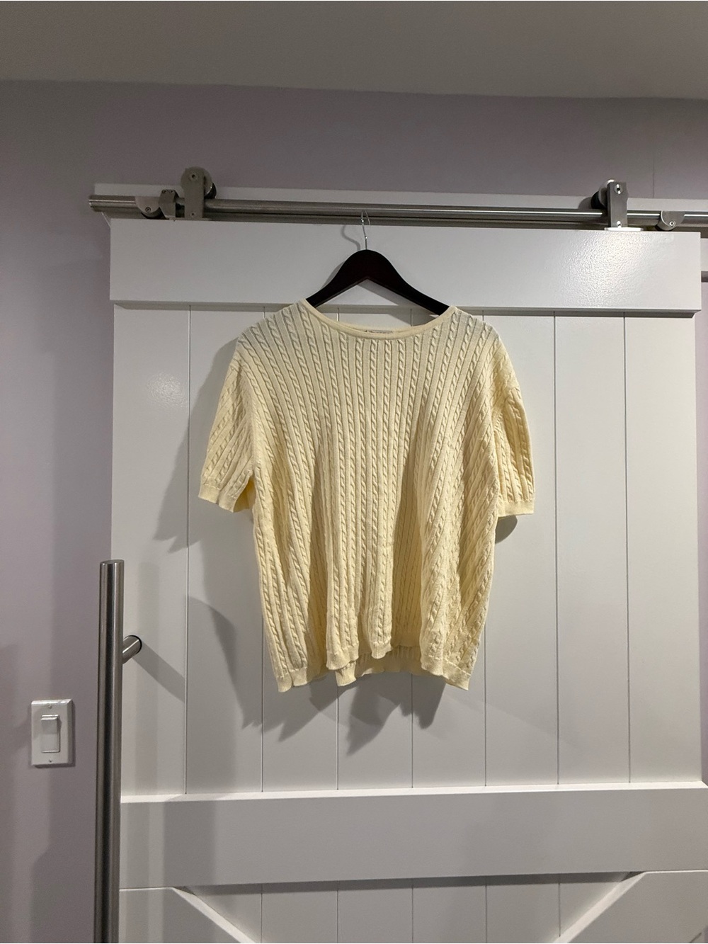 Cream Cable Knit Short-Sleeve Sweater